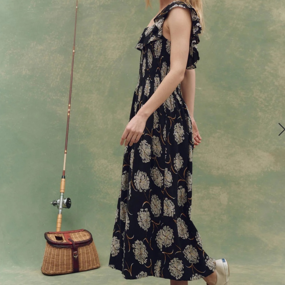 New The Great. The Havana Floral Print Black Maxi Dress Size 2 - Picture 2 of 8